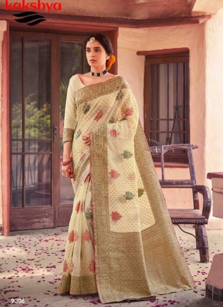 Cream Colour KAKSHYA SONAM Exclusive Wedding Wear Heavy Soft Cotton Latest Saree Collection 9306